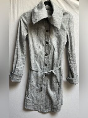 Obakki Linen Blend Belted Trench Jacket Sz 00 - 18 PTP